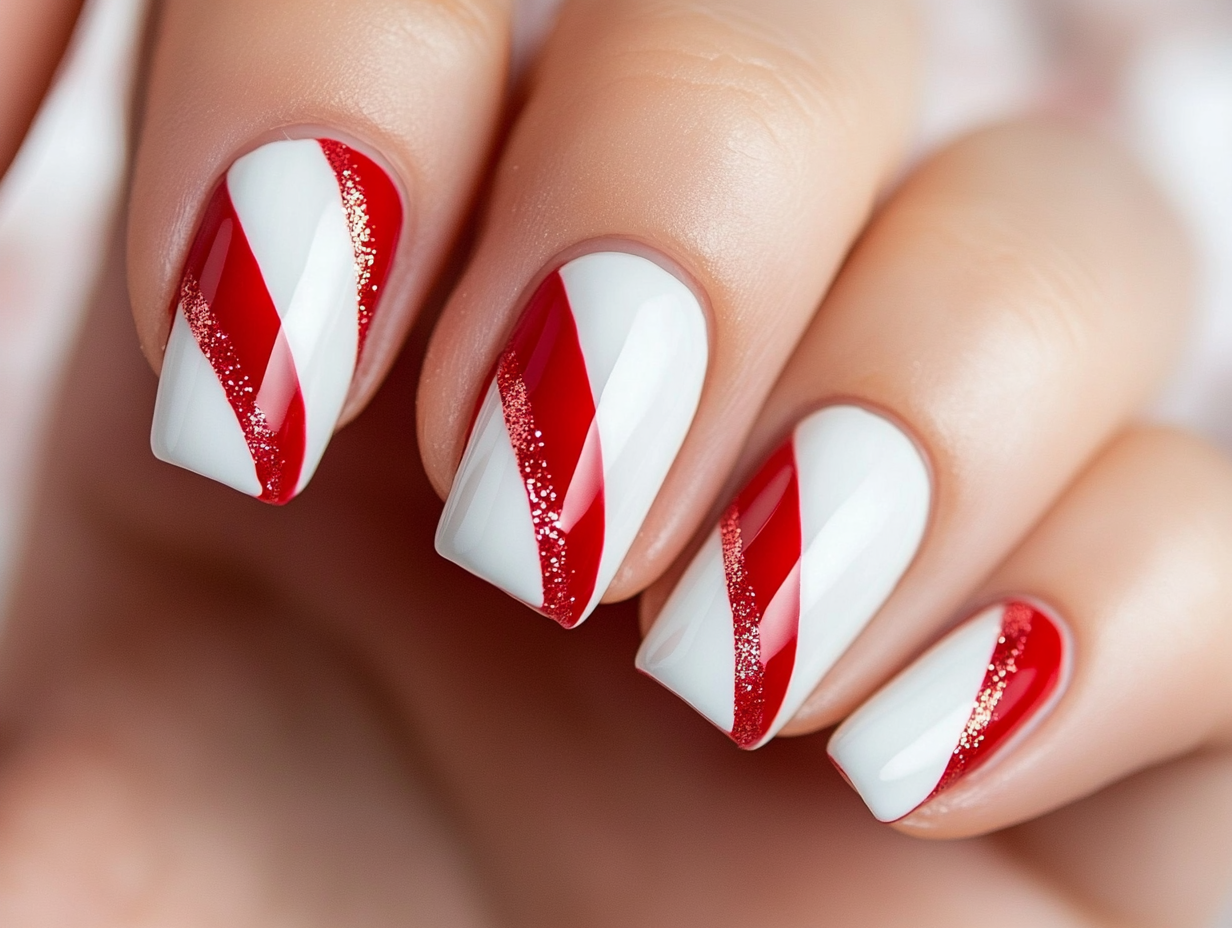 Candy Cane Stripes Nail Designs