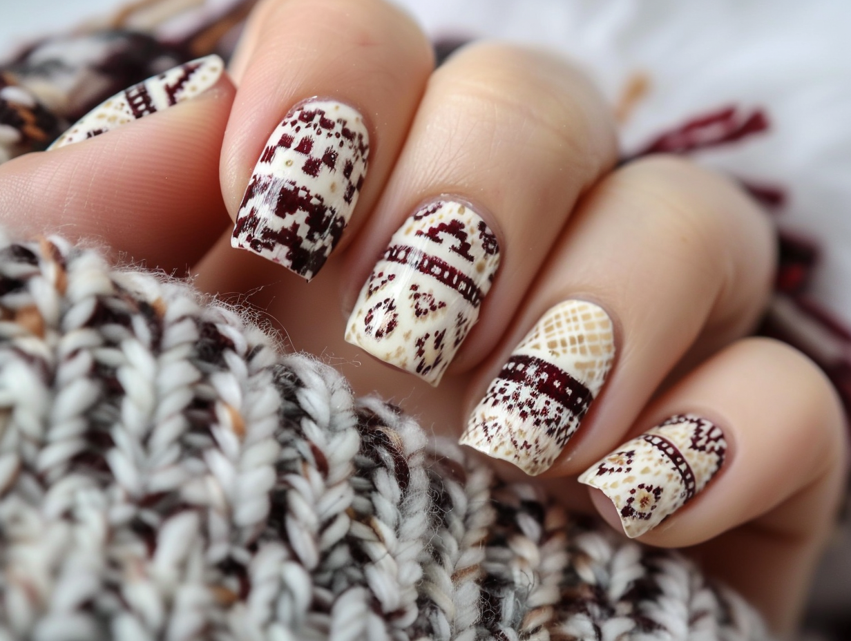 Cozy Sweater Nail Designs