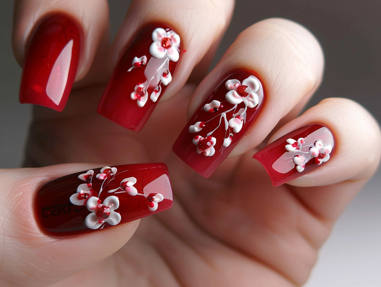 Cranberry Delight Nail Designs