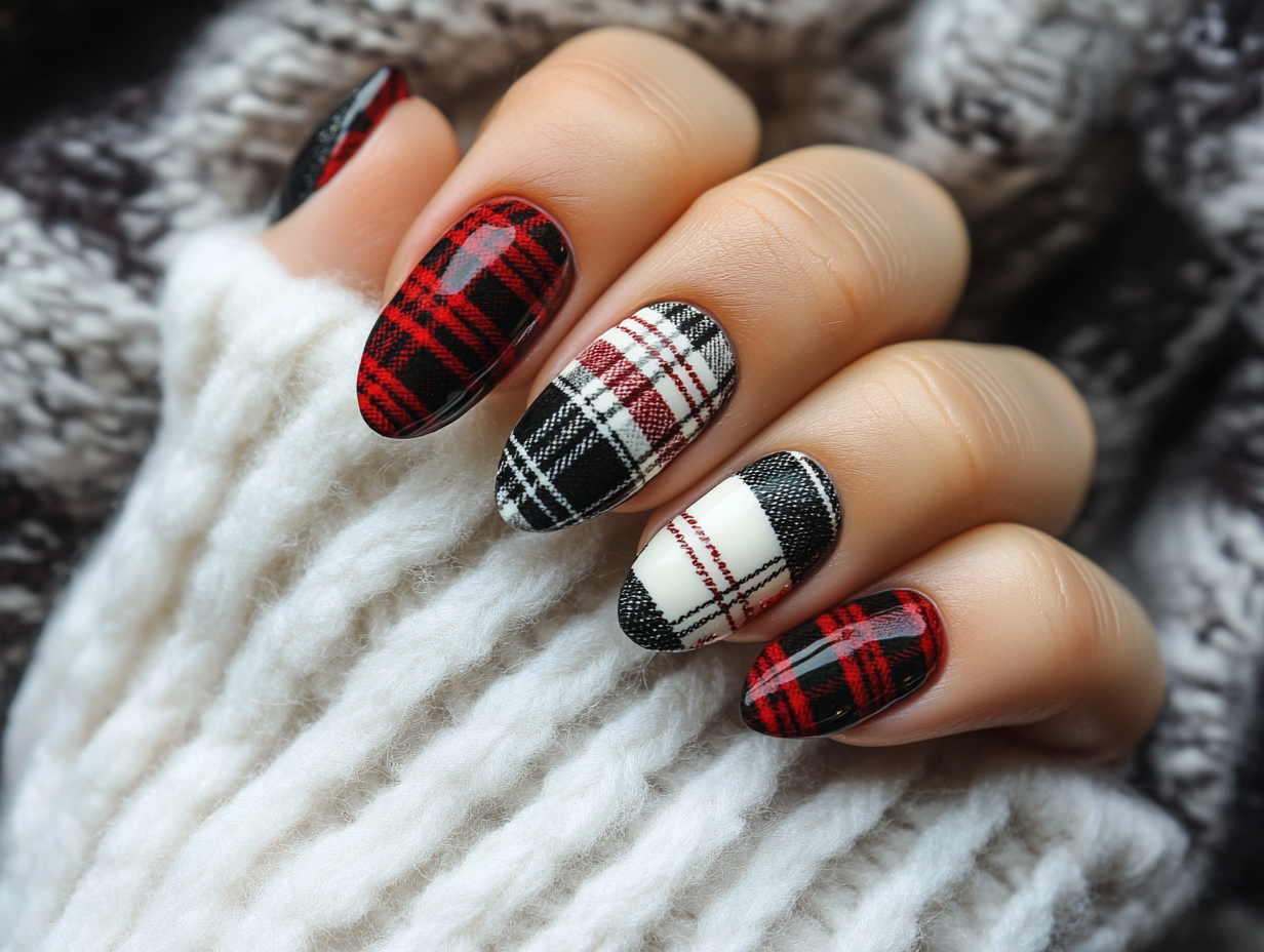 Festive Plaid Nail Designs