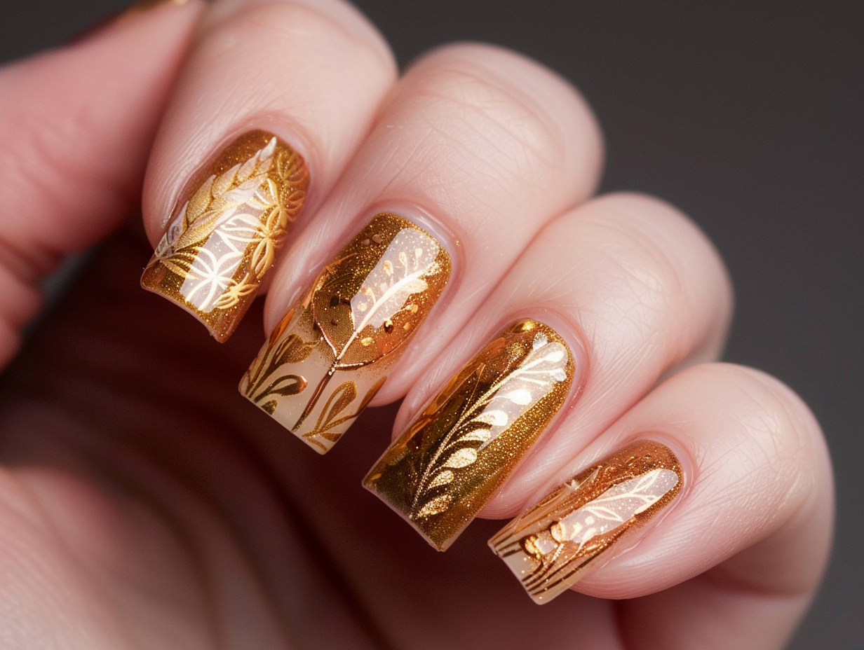 Golden Harvest Nail Designs