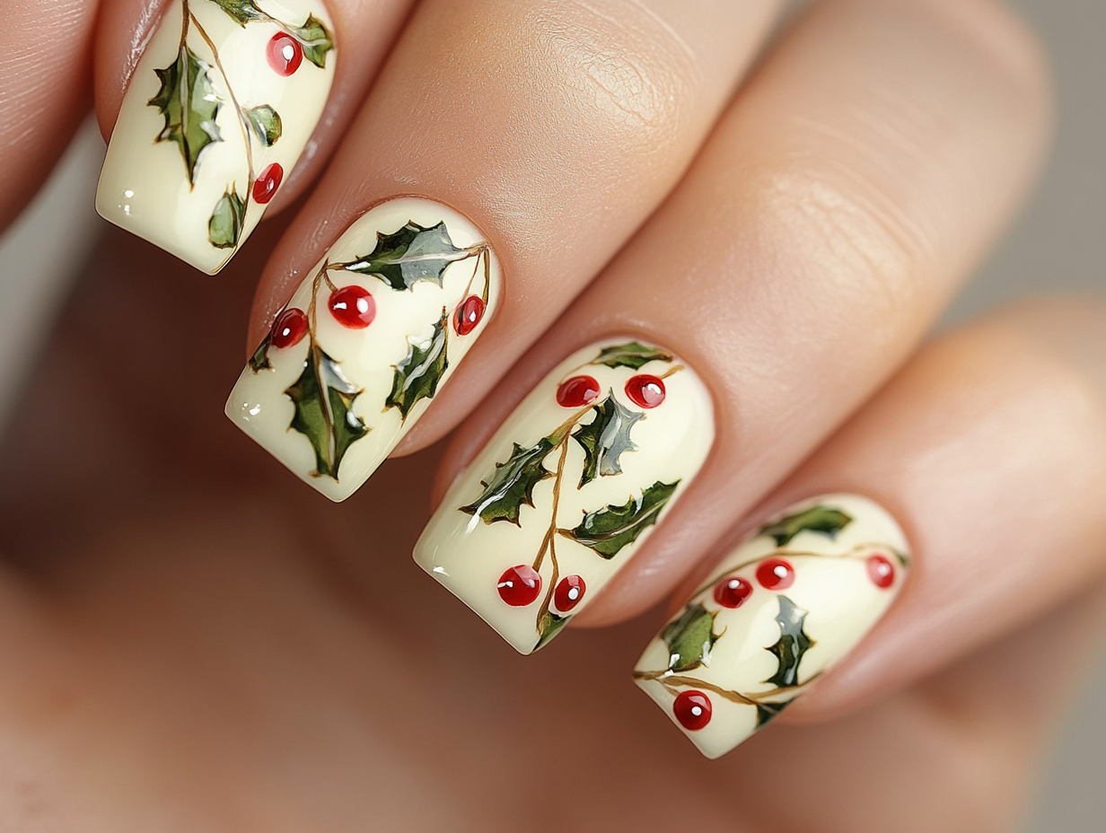 Holly and Berries Nail Designs