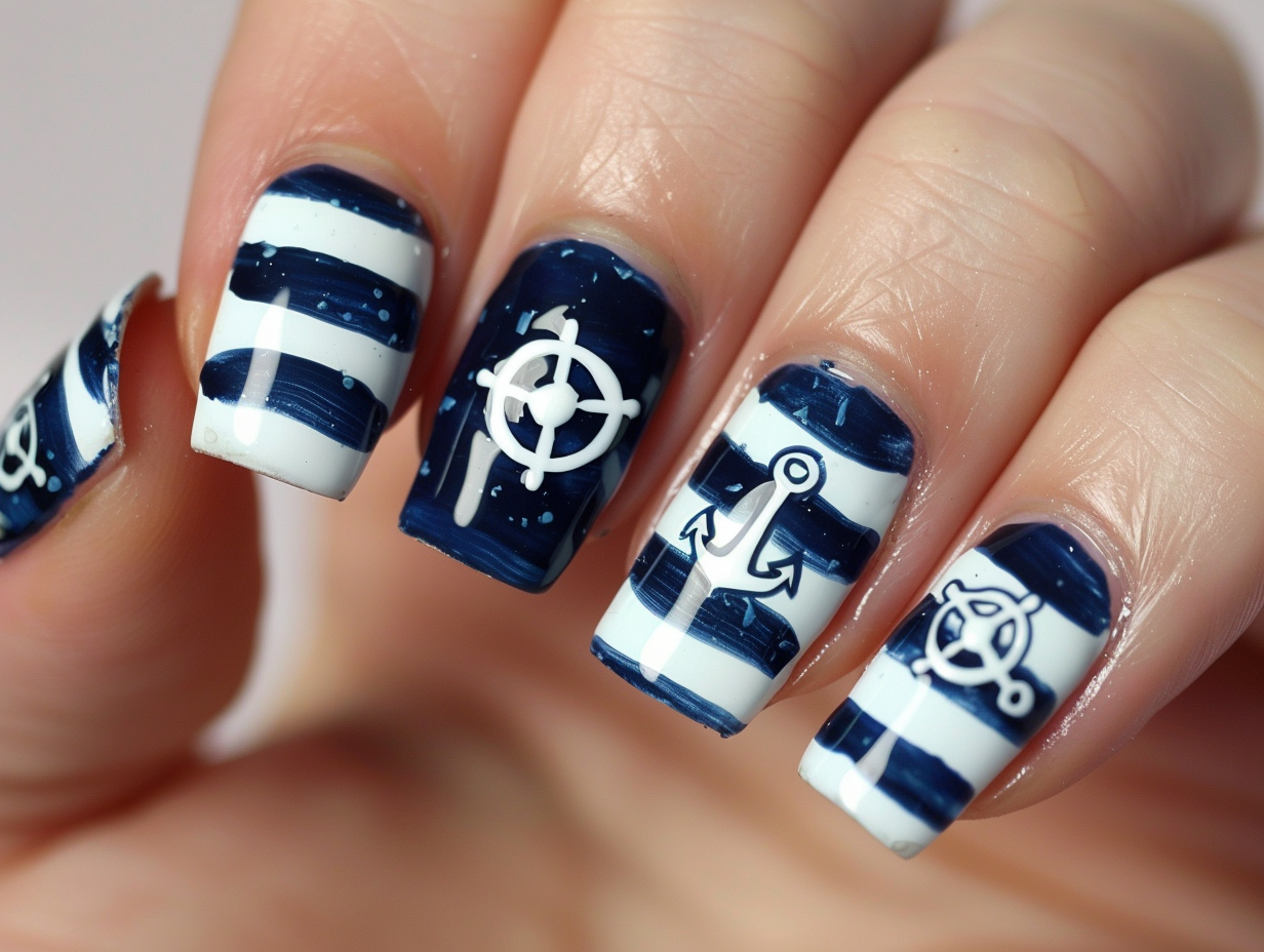 Nautical Stripes Nail Designs