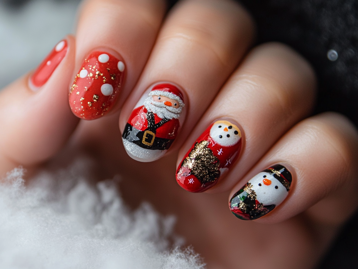 Santa and His Helpers Nail Designs