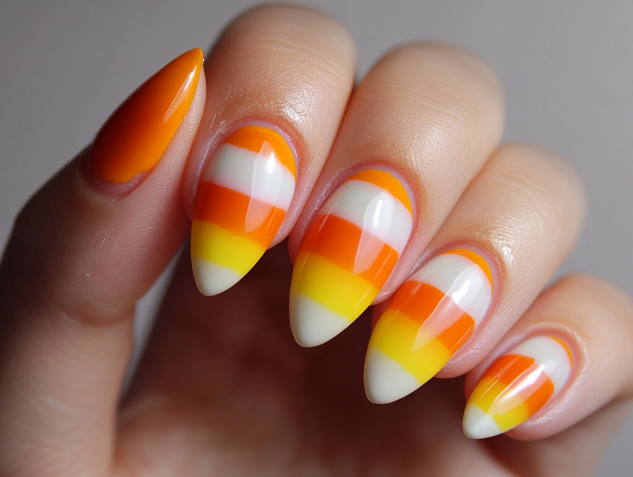 Candy Corn Cuties Nail Designs