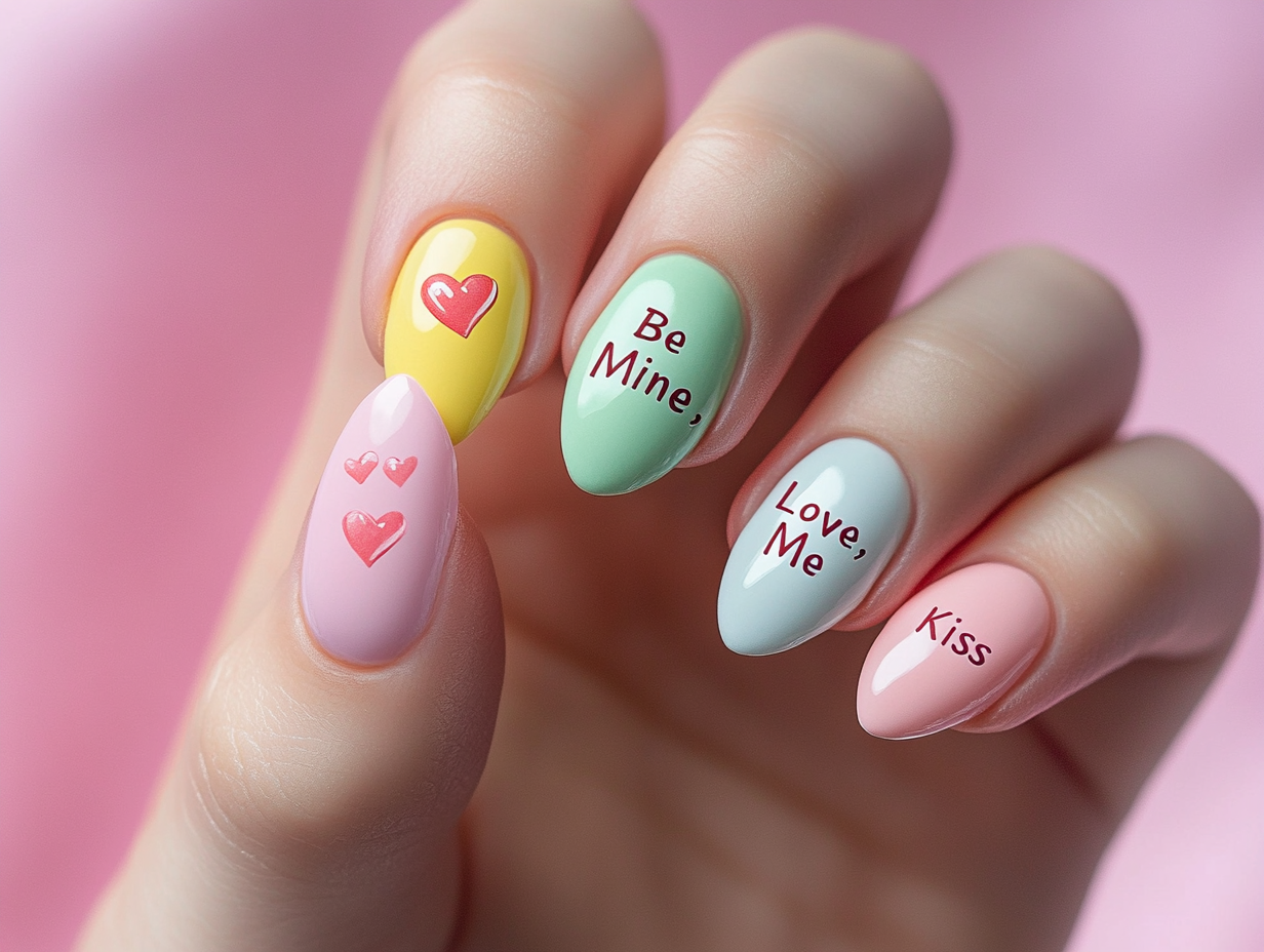 Candy Hearts Nail Designs