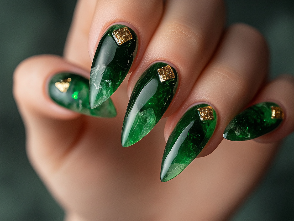 Classic Green Glam Nail Designs