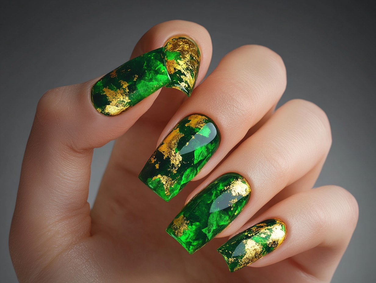 Gold Leaf Accents Nail Designs