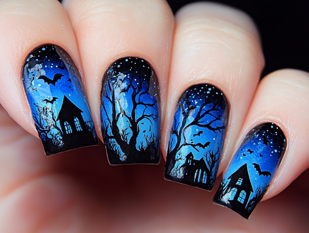 Haunted House Hues Nail Designs